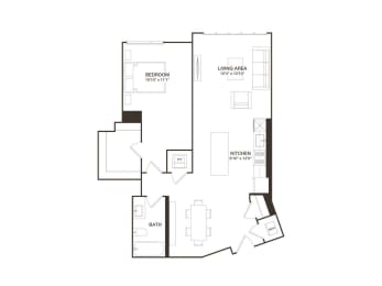  Floor Plan 1 Bed - 1 Bath | A04