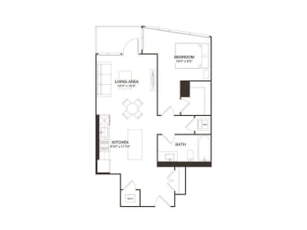  Floor Plan 1 Bed - 1 Bath | AJ4