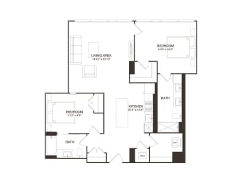  Floor Plan 2 Bed - 2 Bath | B07