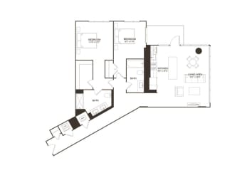  Floor Plan 2 Bed - 2 Bath | B12