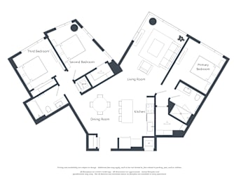 A black and white image of a house floor plan with rooms labeled.