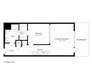  Floor Plan 1 Bedroom - 1 Bath | a16 - Weiler