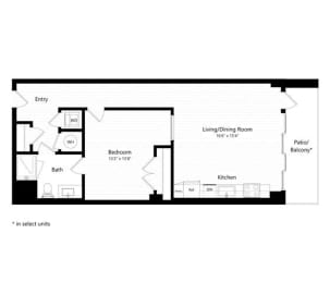  Floor Plan 1 Bedroom - 1 Bath | a24 - Weiler