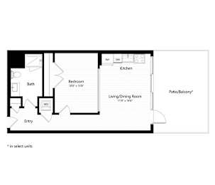  Floor Plan 1 Bedroom - 1 Bath | aj10 - Weiler