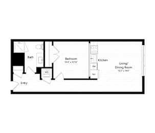  Floor Plan 1 Bedroom - 1 Bath | aj9m (Income Restricted, IZ Program)