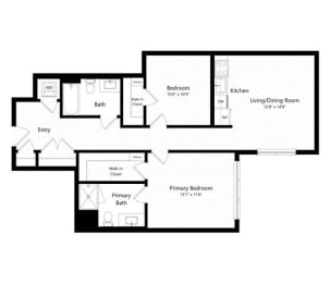  Floor Plan 2 Bedroom - 2 Bath | b04 - The Judd