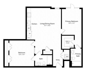  Floor Plan 2 Bedroom - 2 Bath | b10 - The Judd (Click floorplan for more photos)
