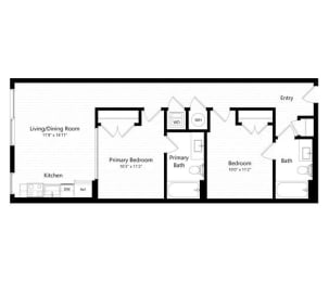  Floor Plan 2 Bedroom - 2 Bath | b11 - Weiler