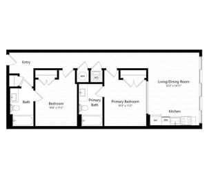  Floor Plan 2 Bedroom - 2 Bath | b12 - Weiler