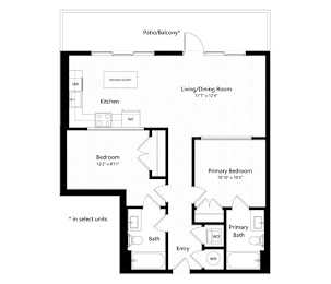  Floor Plan 2 Bed - 2 Bath | b13 - Weiler