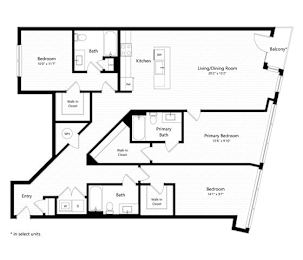  Floor Plan 3 Bedroom - 3 Bath | c04 - The Judd