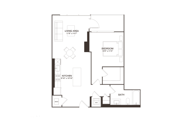  Floor Plan 1 Bed - 1 Bath | A01