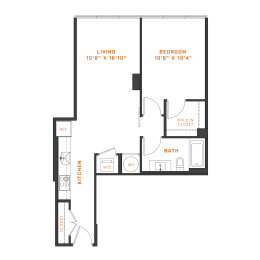 a floor plan of a 1 bedroom floor plan