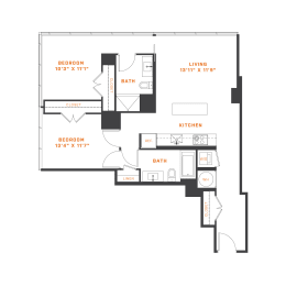 a floor plan of a bedroom floor plan with an open floor plan and a loft