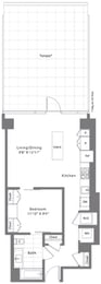  Floor Plan 1 Bed - 1 Bath | A01
