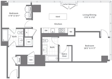 Floor Plan 2 Bed - 2 Bath | B01