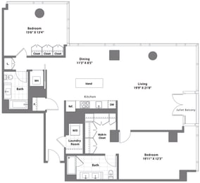  Floor Plan 2 Bed - 2 Bath | B11