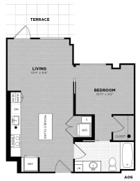  Floor Plan 1 Bed - 1 Bath | Dowling A06