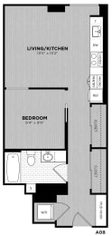  Floor Plan 1 Bed - 1 Bath | Bengtsson A08