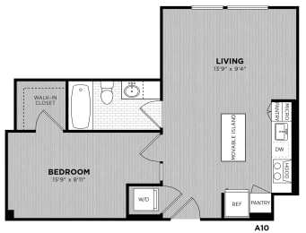  Floor Plan 1 Bed - 1 Bath | Barber A10