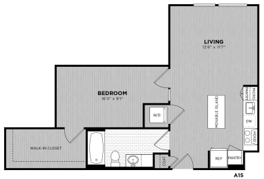  Floor Plan 1 Bed - 1 Bath | Bellissimo A15