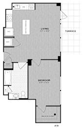  Floor Plan 1 Bed - 1 Bath | Deen A19 (Click floorplan for more photos!)