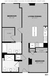  Floor Plan 2 Bed - 2 Bath | Chauhan B01