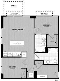  Floor Plan 2 Bed - 2 Bath | Colicchio B04