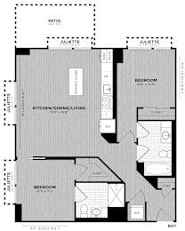  Floor Plan 2 Bed - 2 Bath | Clarke B07