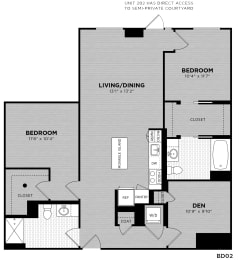  Floor Plan 2 Bed - 2 Bath | Chiarello BD02 (Click floorplan for more photos!)