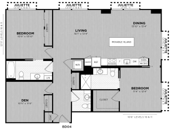  Floor Plan 2 Bed - 2.5 Bath | Cosentino BD04