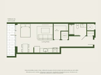 A floor plan of a living area on the 6th floor.