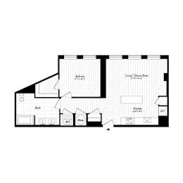 A black and white image of a floor plan for a house.