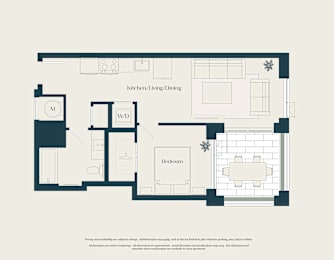  Floor Plan 1 Bed - 1 Bath | AJ3A