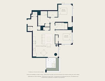 A floor plan of a house with labeled rooms such as "Dining Room" and "Kitchen".