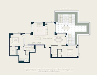 A floor plan of a house with multiple rooms and labeled areas.