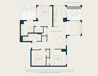 A floor plan of a 2015 home with a primary bedroom, secondary bedroom, and a hidden bedroom.