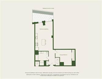 A floor plan of a house with a terrace on the 4th floor.