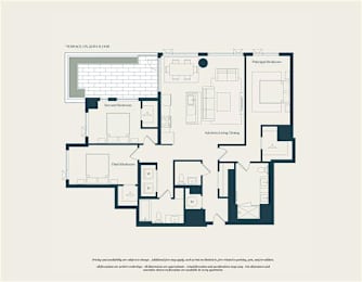 A floor plan of a house with labeled rooms such as "Kitchen", "Dining Room", and "Living Room".