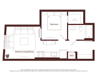 A floor plan of a house with a kitchen, living room, and bedrooms.