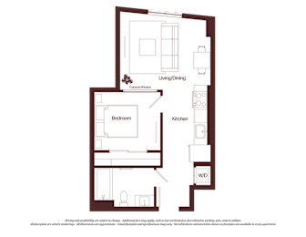 A floor plan of a house with a living room, dining room, kitchen, and bedrooms.
