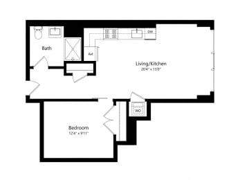  Floor Plan 1205 Collection - 1 Bed - 1 Bath | AJ12a