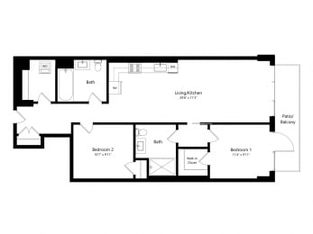  Floor Plan 1205 Collection - 2 Bed - 2 Bath | B05