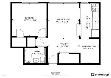 Floor Plan  1 Bed 1 Bath