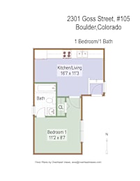  Floor Plan Unit 105: 1 Bed 1 Bath