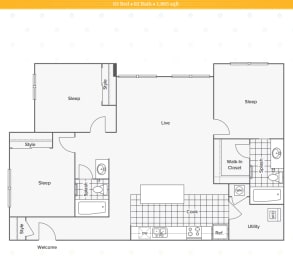 Floor Plan  3 Bed 2 Bath