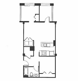 A black and white image of a floor plan for a house.