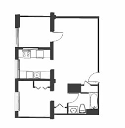 A black and white image of a floor plan of a house.