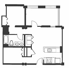 A black and white image of a floor plan of a house.