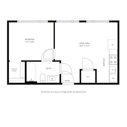1Bd 1Ba Floor Plan at Proto Apartments, Colorado, 80204
